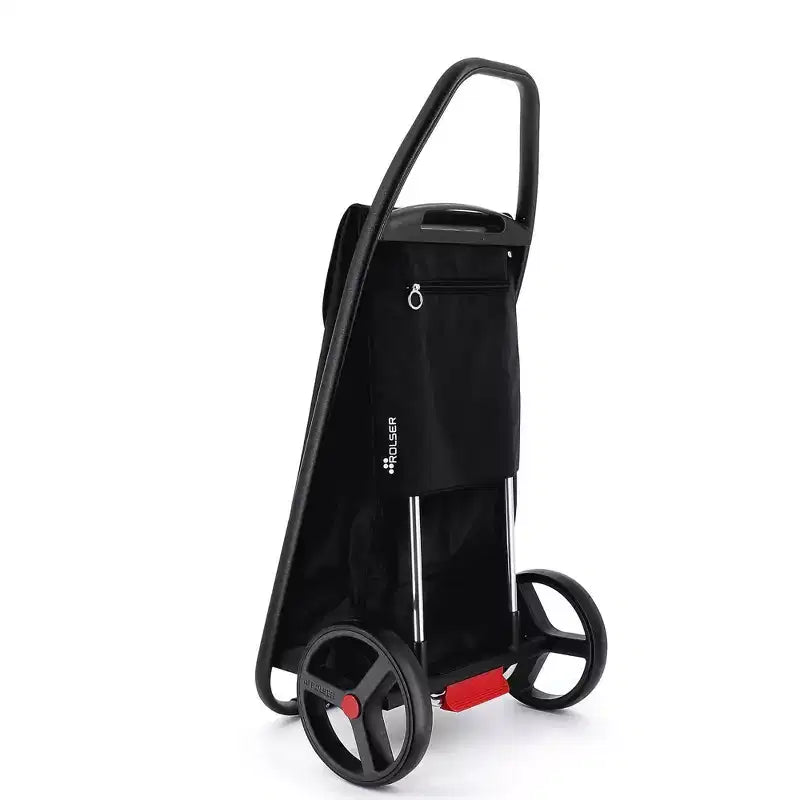 Chariot de courses grande roue noir : Chariot d'épicerie pliable portable avec poignées intégrées, aucun assemblage requis