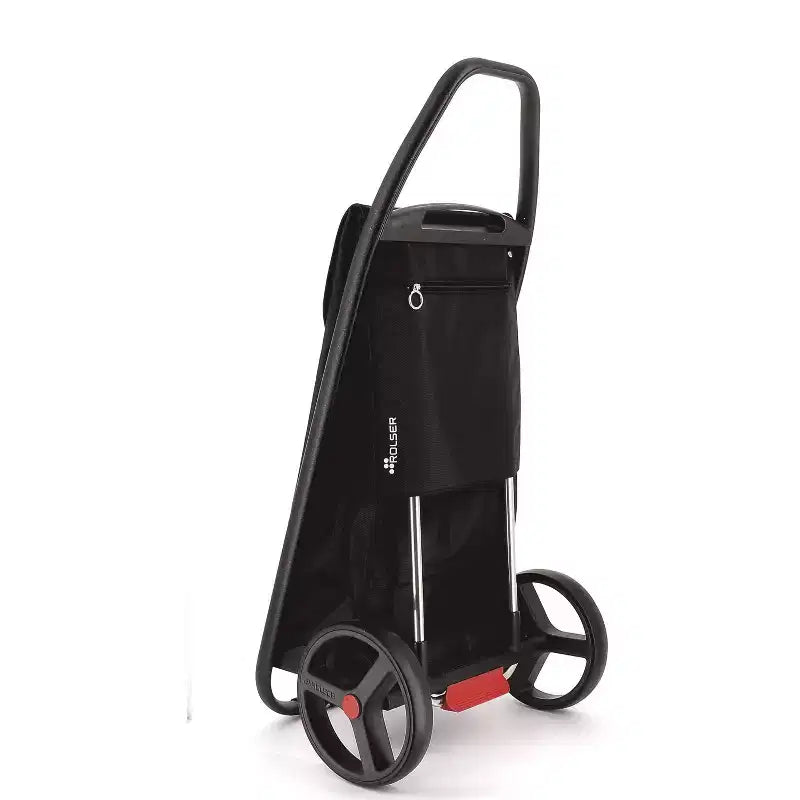 Chariot de courses grande roue noir : Chariot d'épicerie pliable portable avec poignées intégrées, aucun assemblage requis