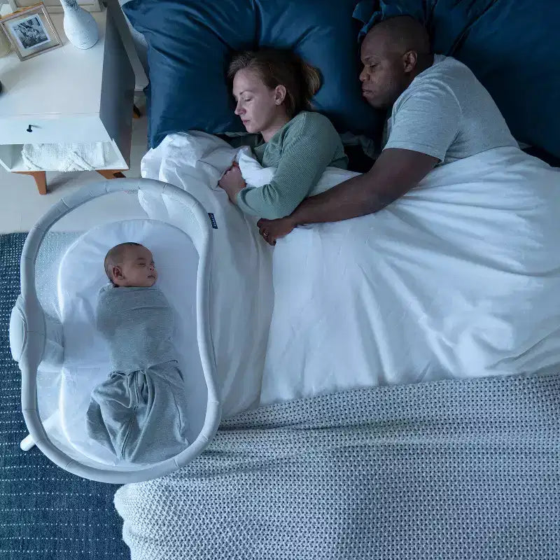 Moïse bébé - Gris : Pivotant à 360°, cadre métallique, rembourrage en coton, capacité de 9 kg