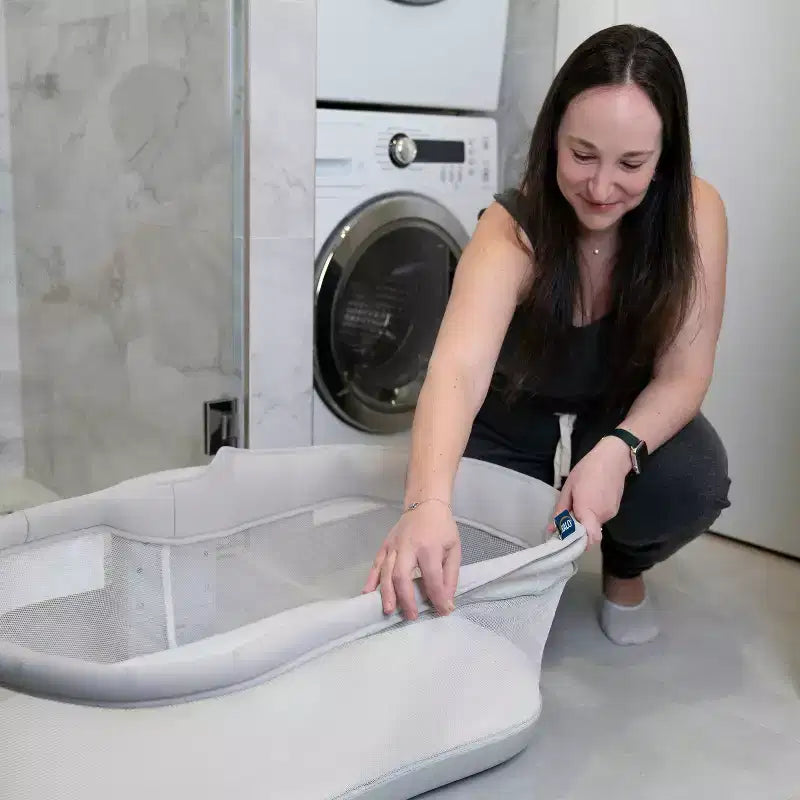 Moïse bébé - Gris : Pivotant à 360°, cadre métallique, rembourrage en coton, capacité de 9 kg