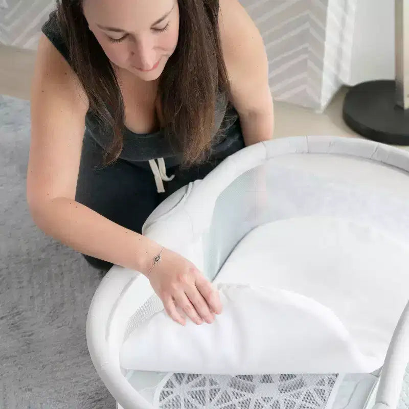 Moïse bébé - Gris : Pivotant à 360°, cadre métallique, rembourrage en coton, capacité de 9 kg