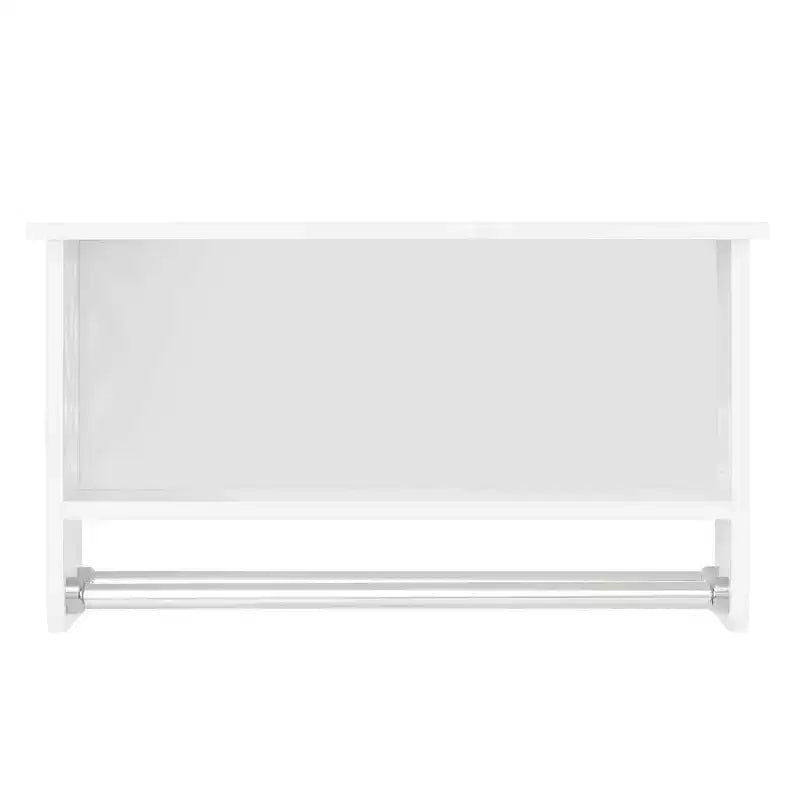 Bath Shelf with Two Towel Rods White