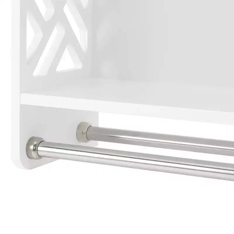 Étagère de salle de bain avec deux barres porte-serviettes blanche