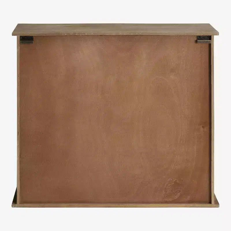 Armoire murale décorative en bois de 30 po x 28 po avec 2 portes coulissantes en verre brun rustique – Encadrement métallique