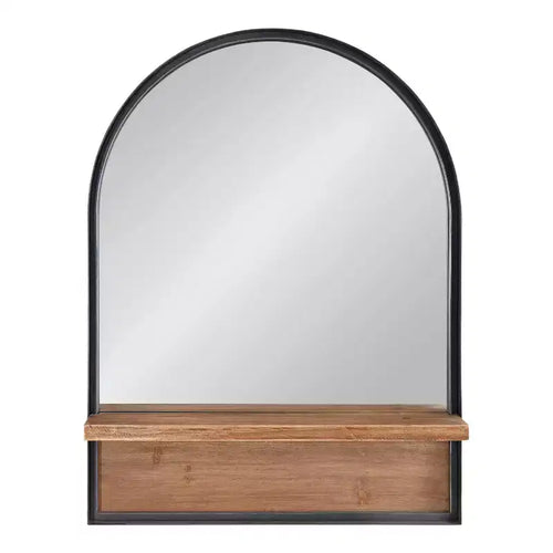 Miroir mural arche noir 61 x 81 cm avec étagère