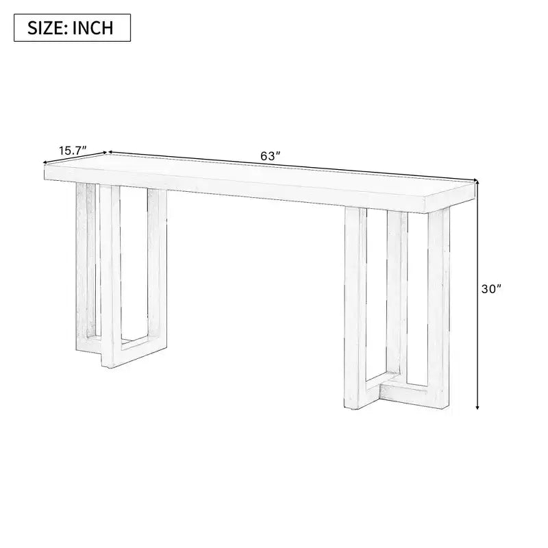 63" Modern Geometric Patchwork Console Table with Solid Pine Legs – Entryway, Hallway & Living Room