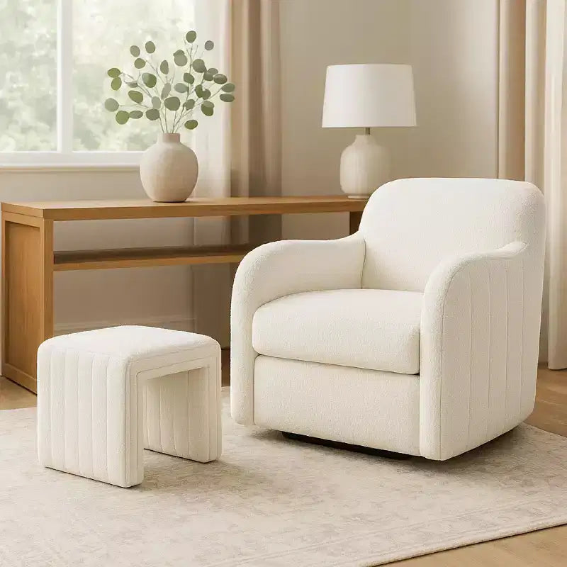 Modern Single Rectangle Top Accent Small Ottoman, Upholstered Footstool for Bedroom, Living Room