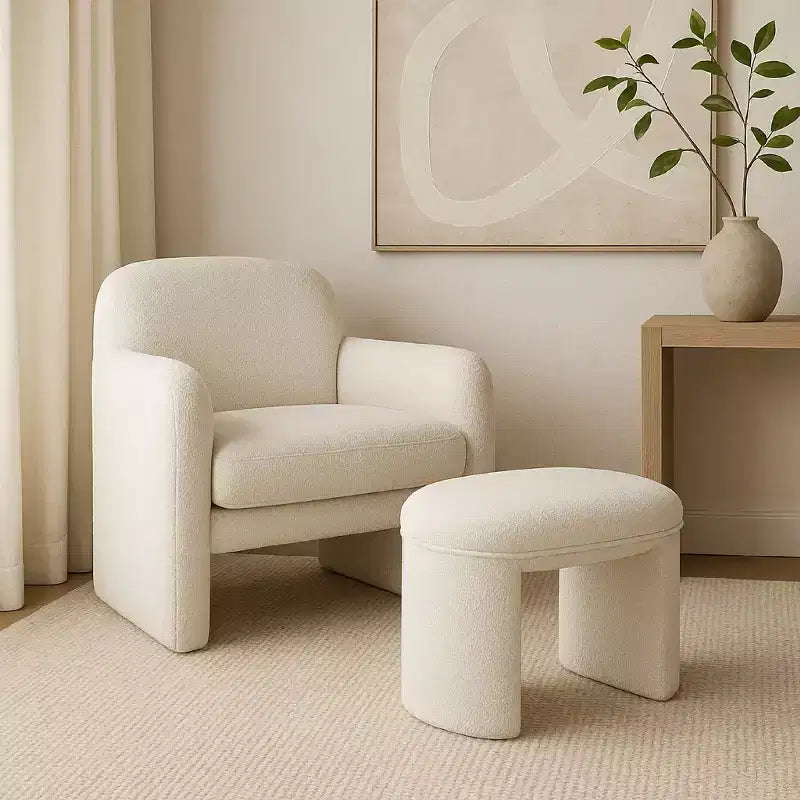 Modern Single Rectangle Top Accent Small Ottoman, Upholstered Footstool for Bedroom, Living Room