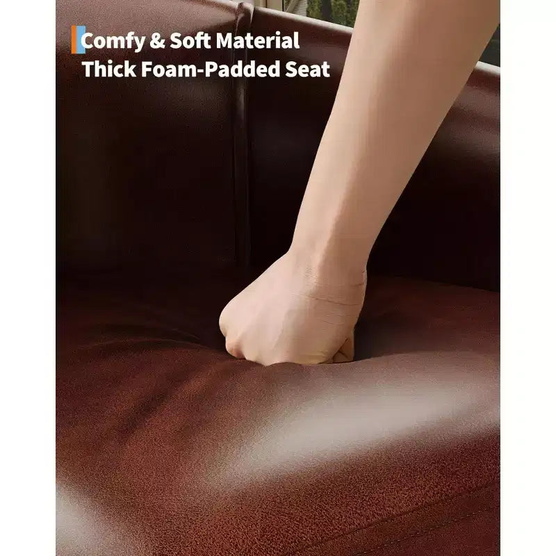 Fauteuil tonneau en similicuir pour salon, chambre et salle de lecture