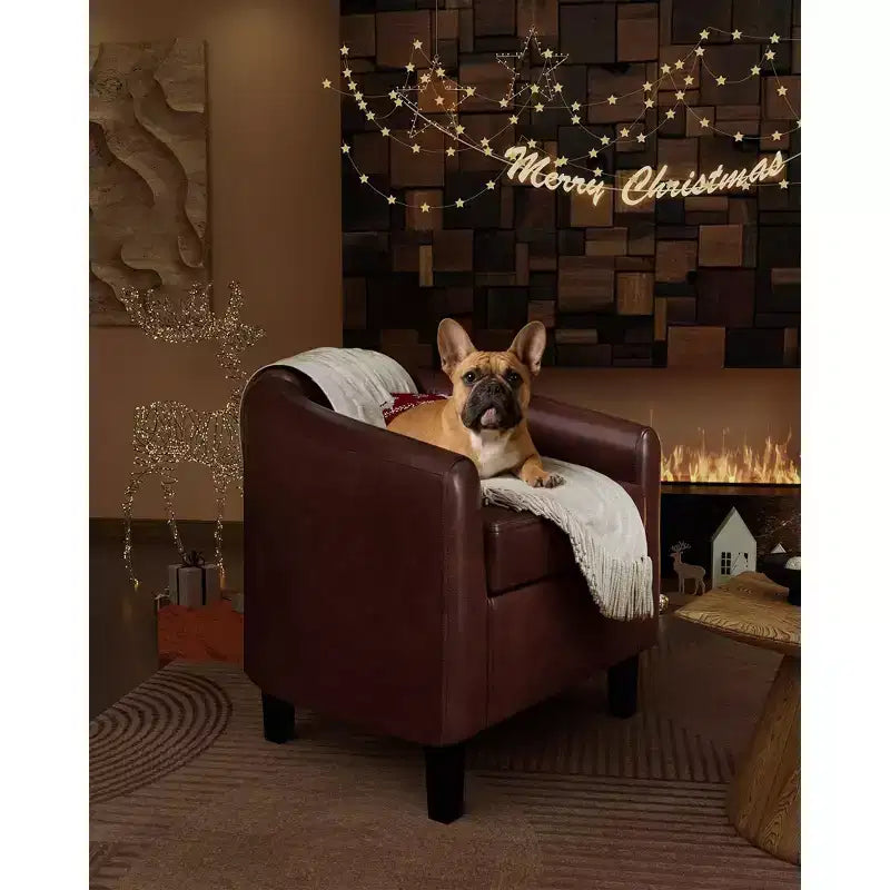 Fauteuil tonneau en similicuir pour salon, chambre et salle de lecture