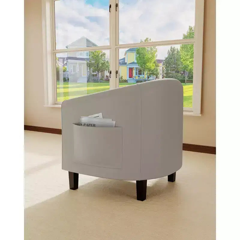 Fauteuil tonneau en similicuir pour salon, chambre et salle de lecture