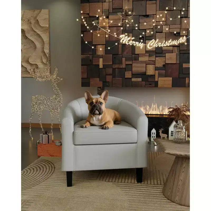 Fauteuil tonneau en similicuir pour salon, chambre et salle de lecture
