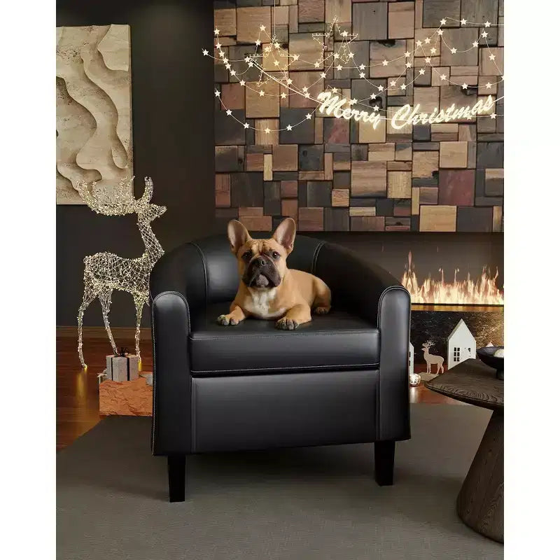 Fauteuil tonneau en similicuir pour salon, chambre et salle de lecture