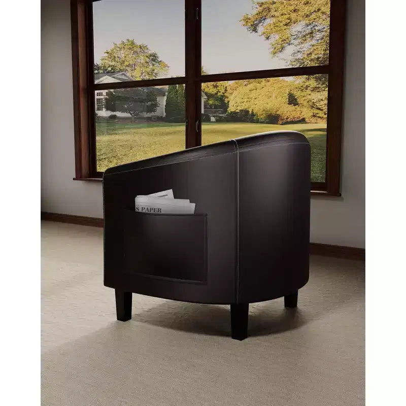 Fauteuil tonneau en similicuir pour salon, chambre et salle de lecture