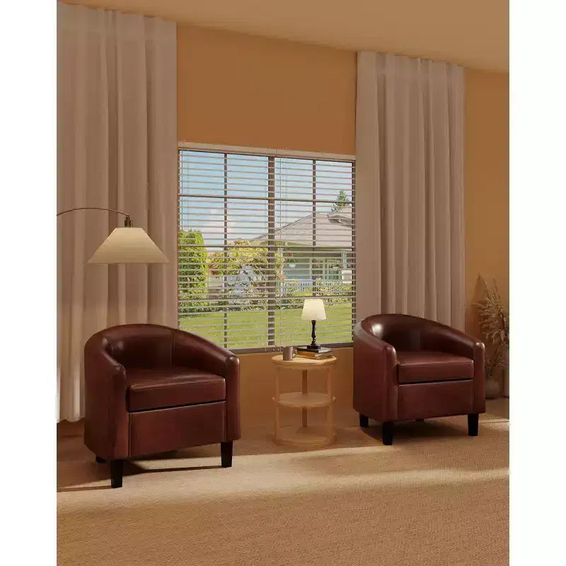 Fauteuil tonneau en similicuir pour salon, chambre et salle de lecture