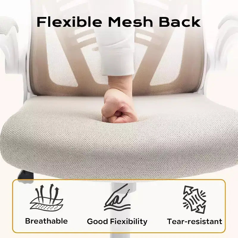 Chaise de bureau ergonomique avec accoudoirs relevables, support lombaire et assise large