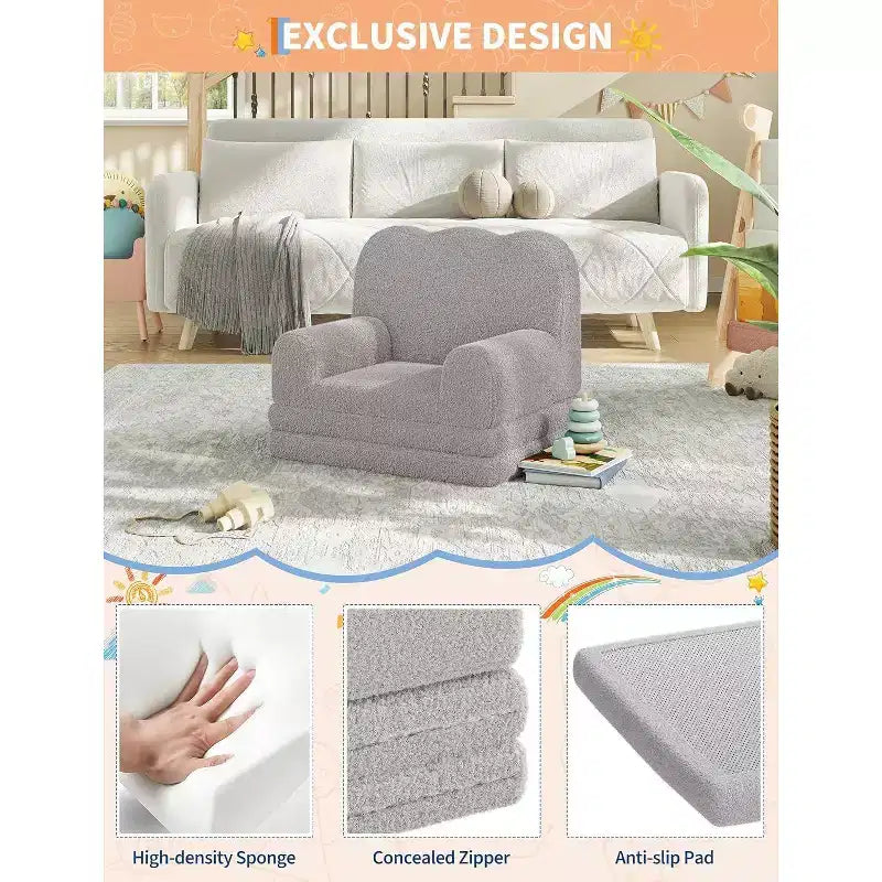 2-in-1 Kids Sofa Comfortable sofa Longue Chair Soft Foam sofa Gift for Children and Girls