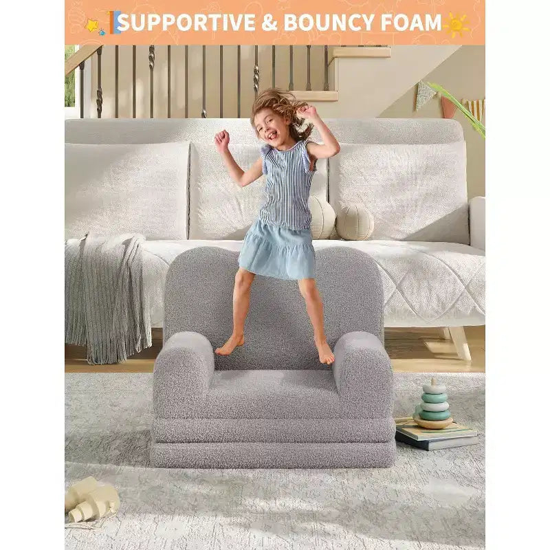 2-in-1 Kids Sofa Comfortable sofa Longue Chair Soft Foam sofa Gift for Children and Girls