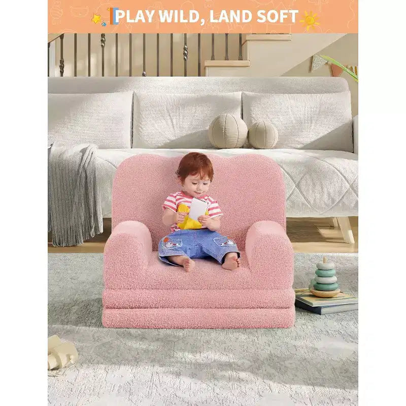2-in-1 Kids Sofa Comfortable sofa Longue Chair Soft Foam sofa Gift for Children and Girls