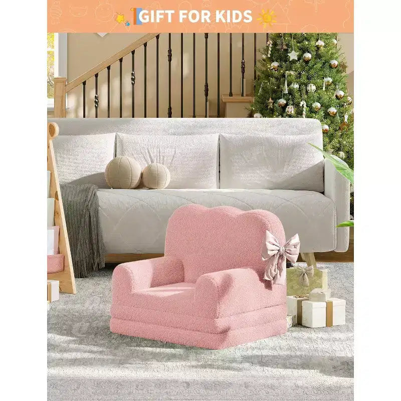 2-in-1 Kids Sofa Comfortable sofa Longue Chair Soft Foam sofa Gift for Children and Girls