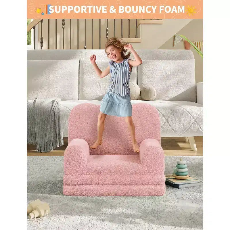 2-in-1 Kids Sofa Comfortable sofa Longue Chair Soft Foam sofa Gift for Children and Girls