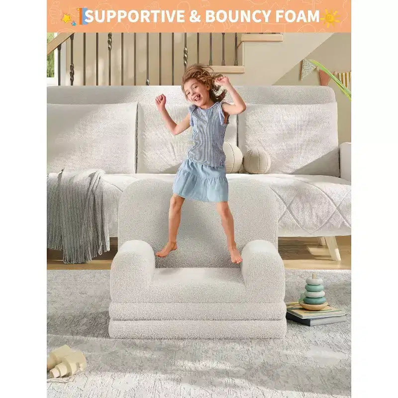 2-in-1 Kids Sofa Comfortable sofa Longue Chair Soft Foam sofa Gift for Children and Girls