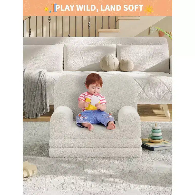 2-in-1 Kids Sofa Comfortable sofa Longue Chair Soft Foam sofa Gift for Children and Girls