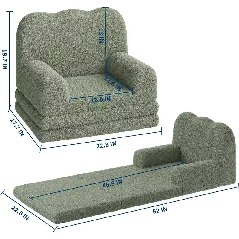 2-in-1 Kids Sofa Comfortable sofa Longue Chair Soft Foam sofa Gift for Children and Girls