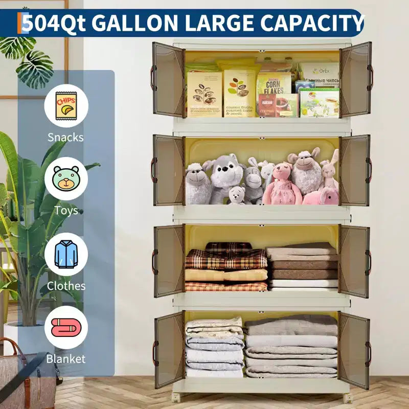 Meuble de rangement multi-niveaux avec portes et roulettes pour l'organisation de la maison