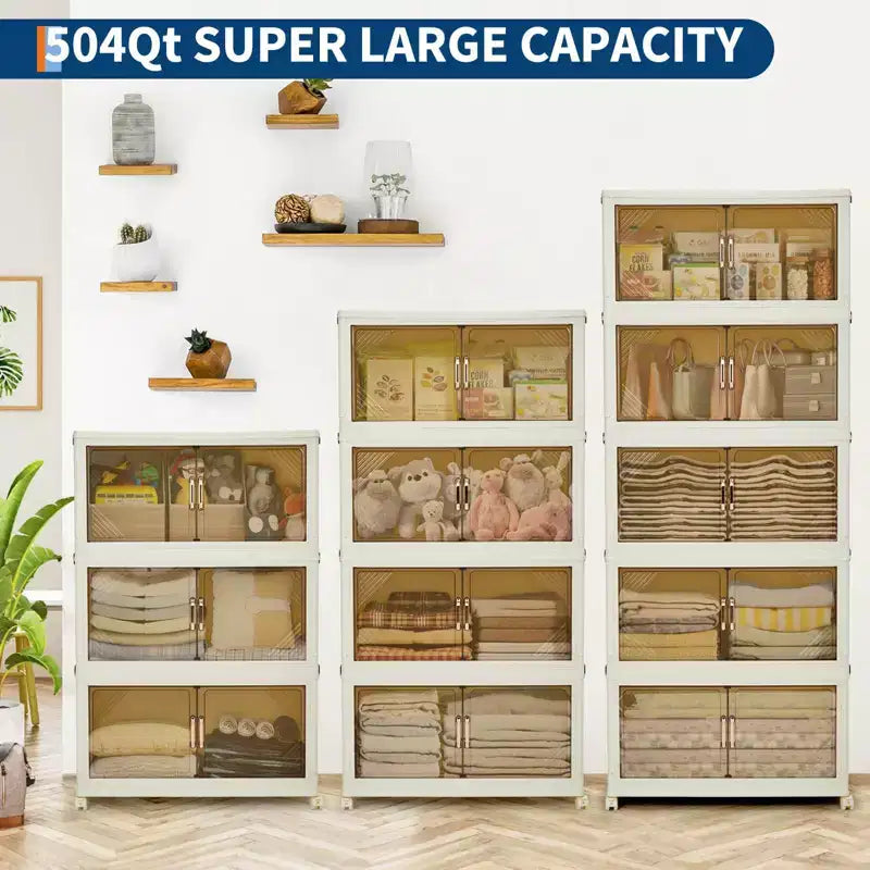 Meuble de rangement multi-niveaux avec portes et roulettes pour l'organisation de la maison