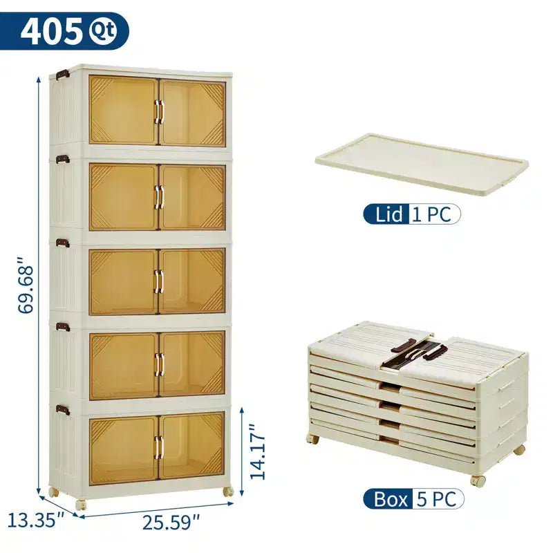 Meuble de rangement multi-niveaux avec portes et roulettes pour l'organisation de la maison