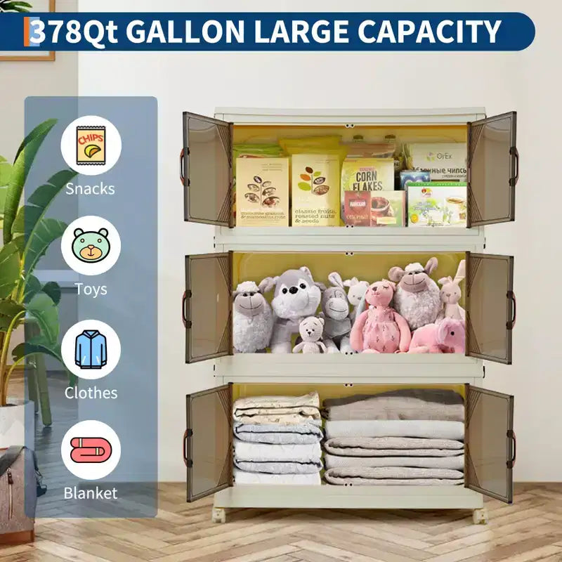 Meuble de rangement multi-niveaux avec portes et roulettes pour l'organisation de la maison