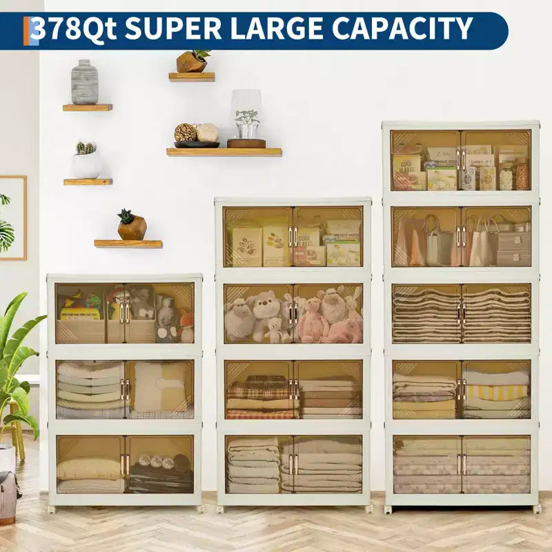 Meuble de rangement multi-niveaux avec portes et roulettes pour l'organisation de la maison