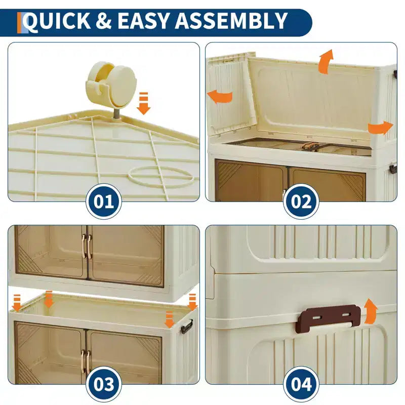 Meuble de rangement multi-niveaux avec portes et roulettes pour l'organisation de la maison