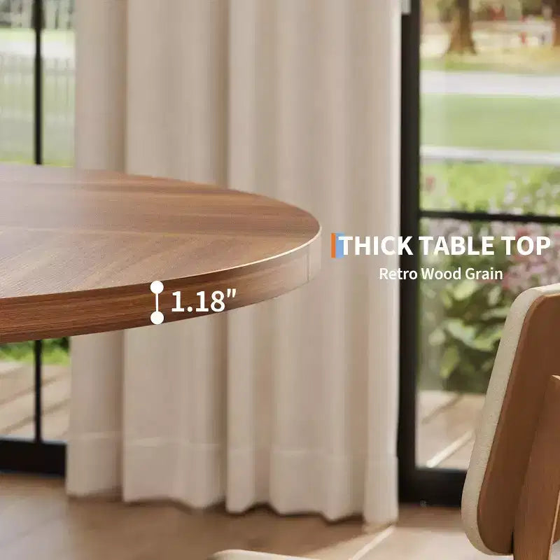 47-Inch Round Dining Table, Seats 4-6, Farmhouse Style with Wood Cross Base, for Living Room and Dining Room
