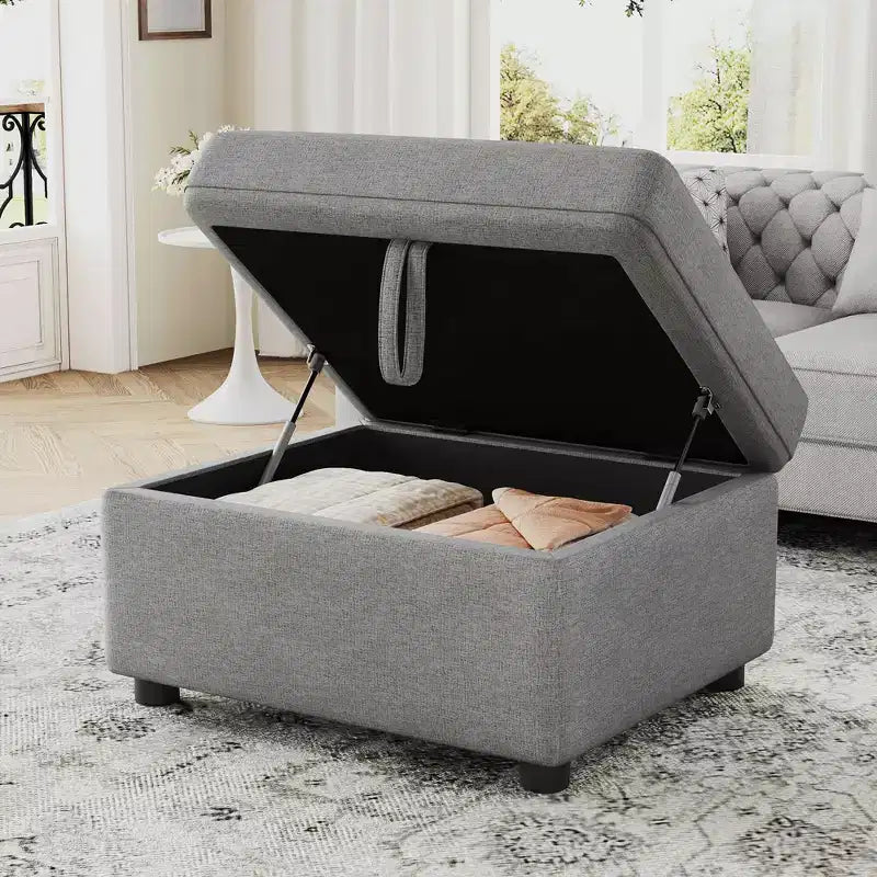 26.6" Ottoman Movable Storage Footrest for Living Room Bedroom Gray