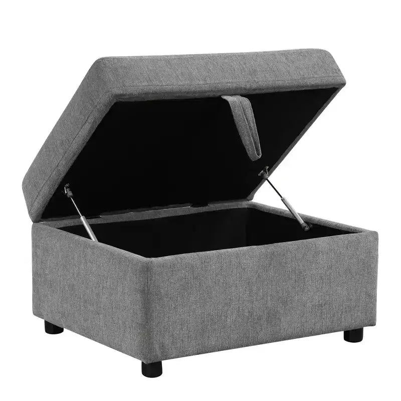 Pouffe repose-pieds de rangement mobile de 67 cm pour salon ou chambre, gris