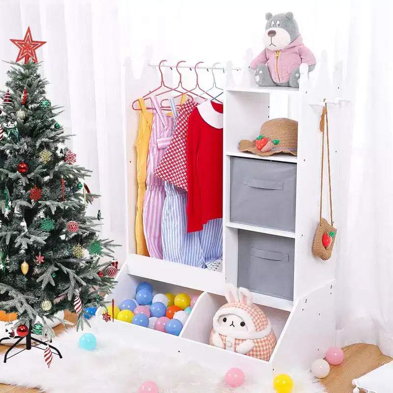 Rangement pour Déguisements Enfants, Penderie Lumineuse pour Costumes avec Armoire et Bacs pour Chambre d'Enfant ou Salle de Jeux