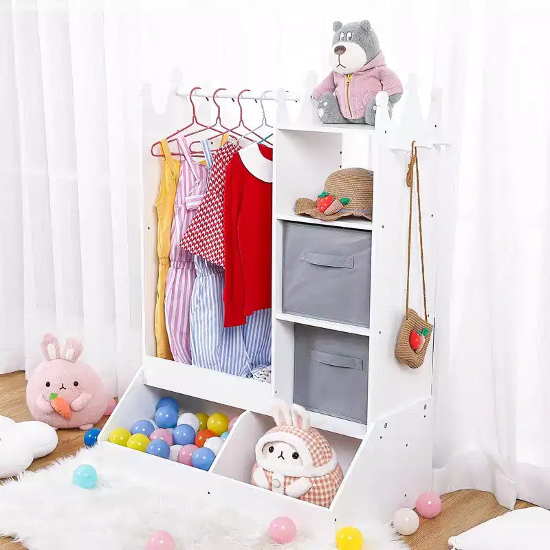 Rangement pour Déguisements Enfants, Penderie Lumineuse pour Costumes avec Armoire et Bacs pour Chambre d'Enfant ou Salle de Jeux