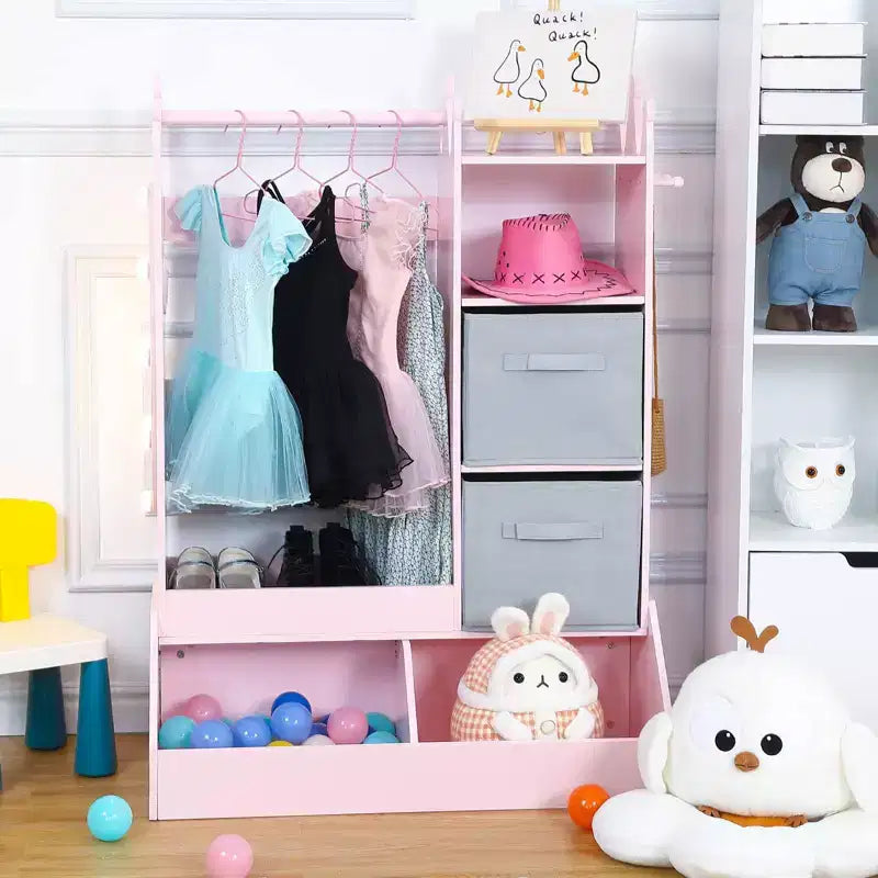 Rangement pour Déguisements Enfants, Penderie Lumineuse pour Costumes avec Armoire et Bacs pour Chambre d'Enfant ou Salle de Jeux