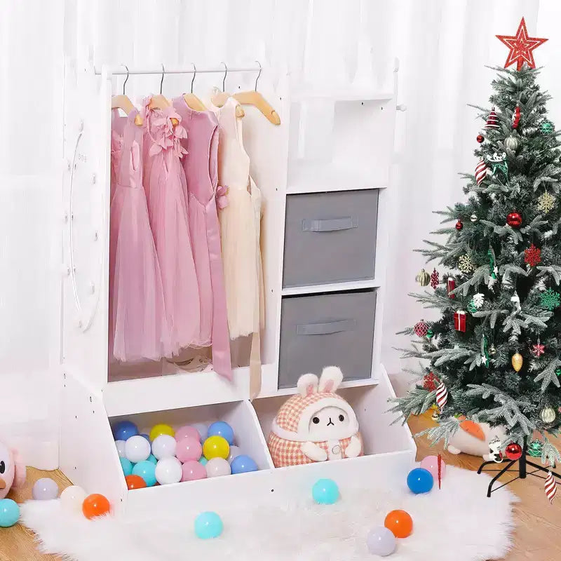 Rangement pour Déguisements Enfants, Penderie Lumineuse pour Costumes avec Armoire et Bacs pour Chambre d'Enfant ou Salle de Jeux
