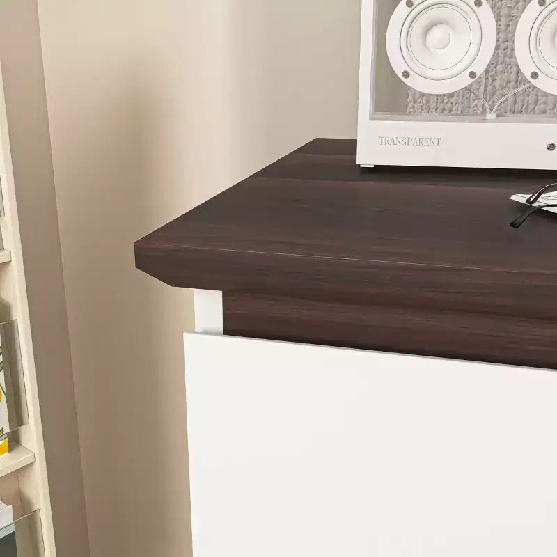 5 Drawer Dresser for Bedroom, Modern Closet Dressers Chest of Drawers, White & Walnut Color Storage Dresser Chest Cabinet Organizer