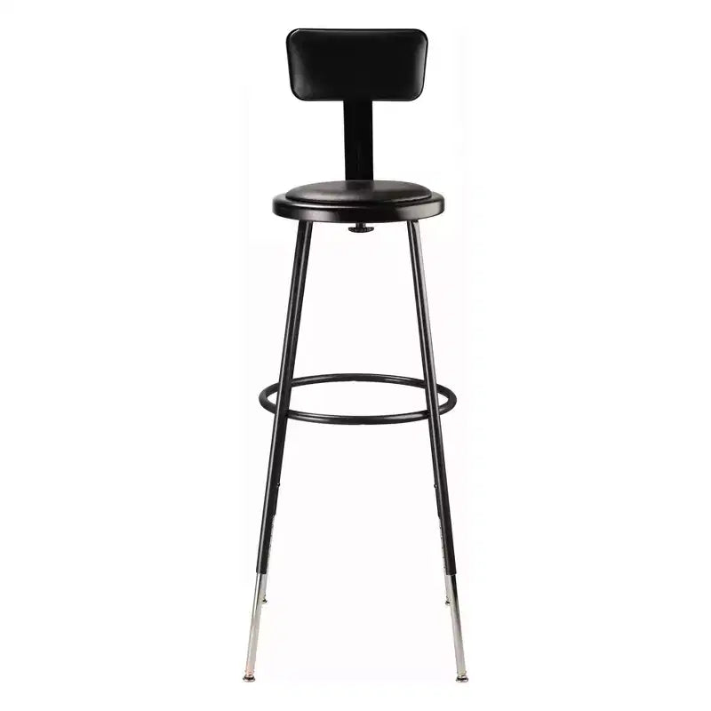 32"-39" Height Adjustable Heavy Duty Vinyl Padded Steel Accent Barstool with Backrest, Black