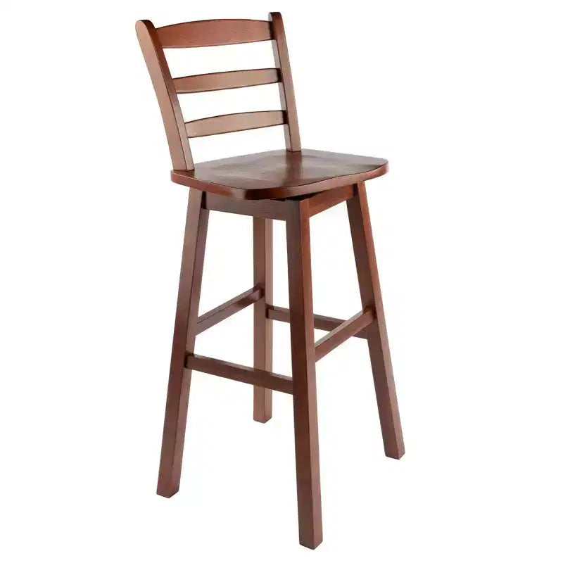 Ladder Back Swivel Seat Counter Height Barstool Walnut: Fixed Height, Wood Frame, 220lb Capacity