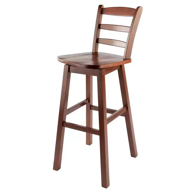 Tabouret de bar à hauteur de comptoir, siège pivotant à dossier échelle, noyer : Hauteur fixe, cadre en bois, capacité de 100 kg