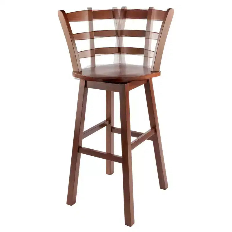 Tabouret de bar à hauteur de comptoir, siège pivotant à dossier échelle, noyer : Hauteur fixe, cadre en bois, capacité de 100 kg