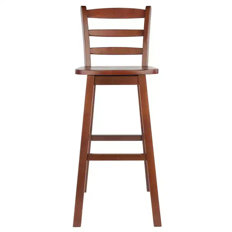 Tabouret de bar à hauteur de comptoir, siège pivotant à dossier échelle, noyer : Hauteur fixe, cadre en bois, capacité de 100 kg