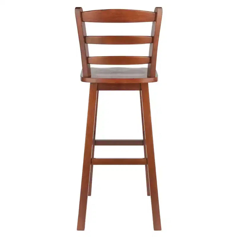 Tabouret de bar à hauteur de comptoir, siège pivotant à dossier échelle, noyer : Hauteur fixe, cadre en bois, capacité de 100 kg