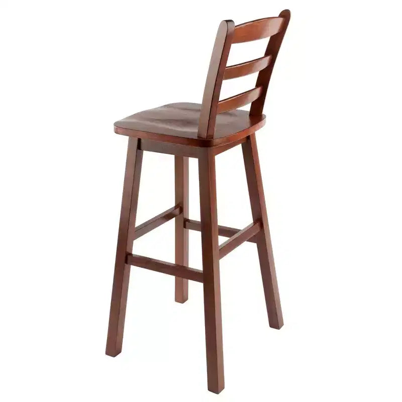 Tabouret de bar à hauteur de comptoir, siège pivotant à dossier échelle, noyer : Hauteur fixe, cadre en bois, capacité de 100 kg
