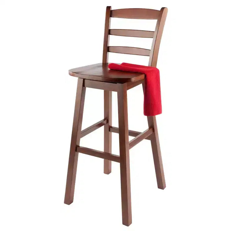 Tabouret de bar à hauteur de comptoir, siège pivotant à dossier échelle, noyer : Hauteur fixe, cadre en bois, capacité de 100 kg